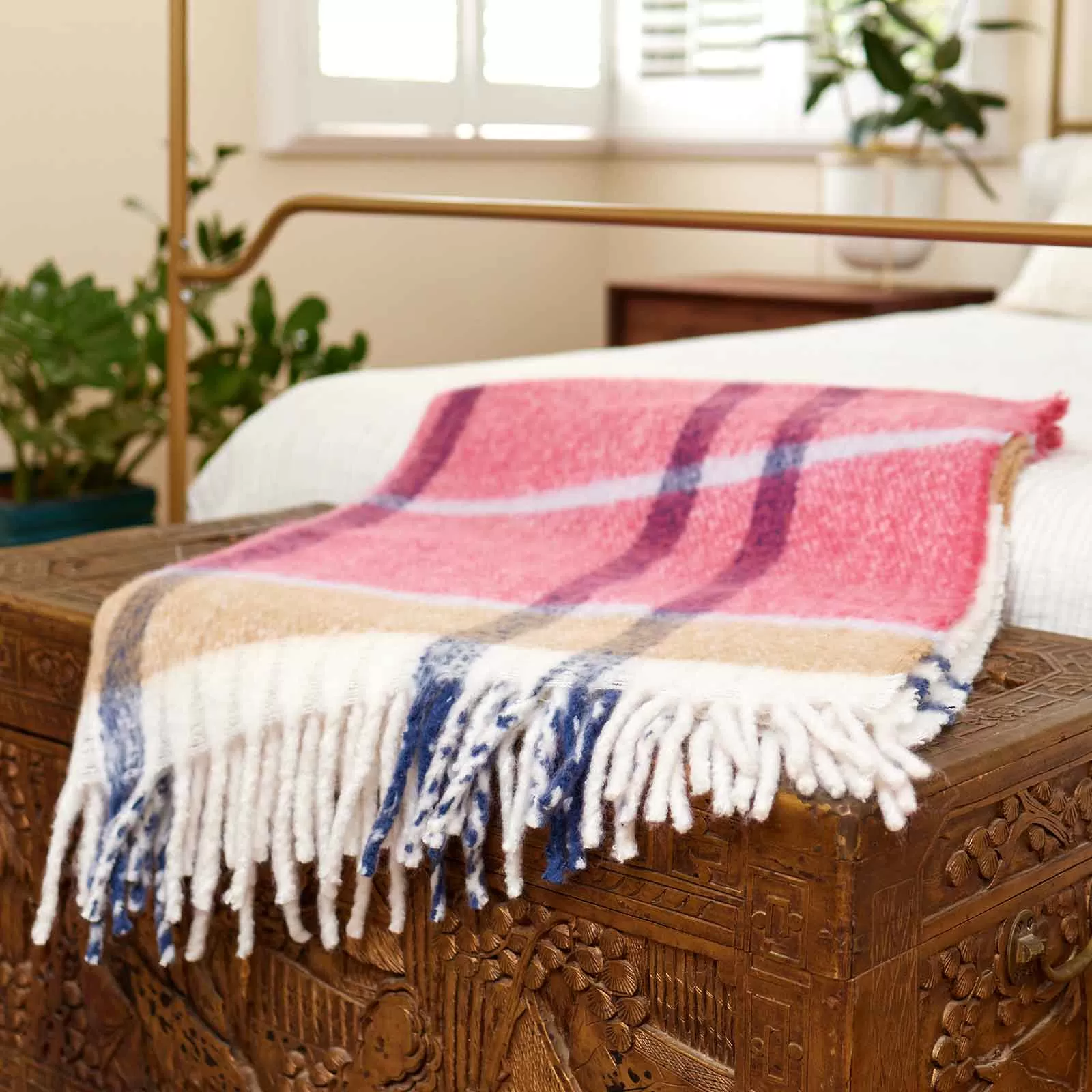 Pink Tan Cuddle Throw Blanket