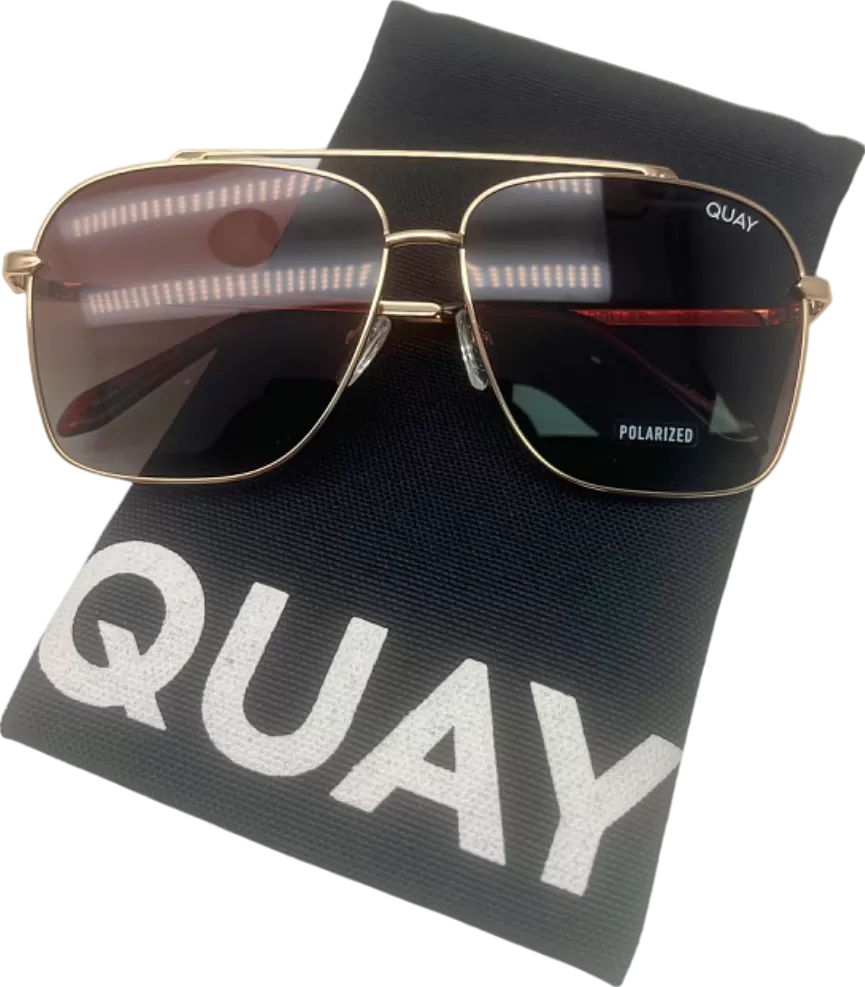 Quay Gold High Roller Polarised Sunglasses in Case