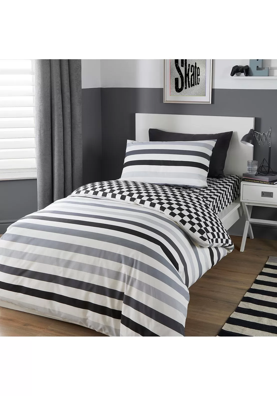 Racing Stripe Duvet Cover Set - Mono