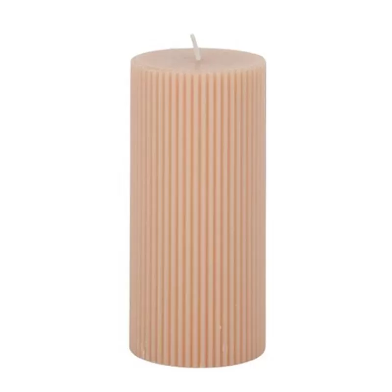 Ribbed Pillar Candle Small - Blush