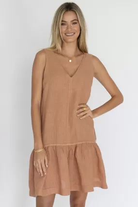 Ruby SL Ruffle Linen Spice Mini Dress