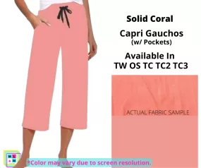 Solid Coral Capri Gauchos