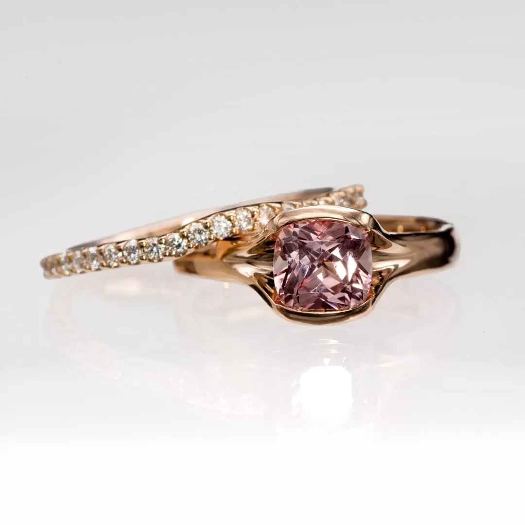 Square Cushion Cut Lab Created Champagne Sapphire Gemstone