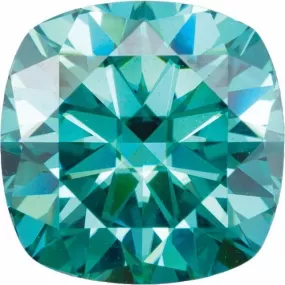 Square Cushion Cut Teal Moissanite Loose Stone