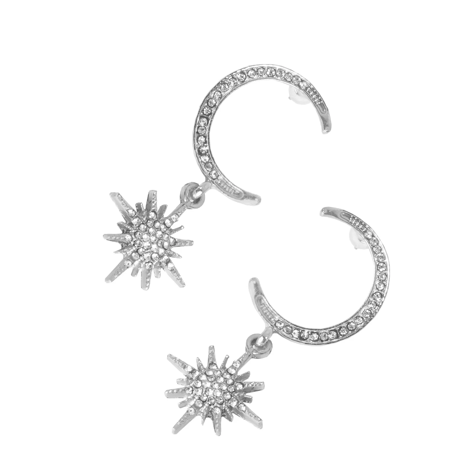 Star Hug Silver Dangler Earrings