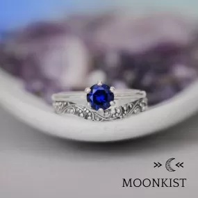 Sterling Silver Retro Engagement Ring Set | Moonkist Designs