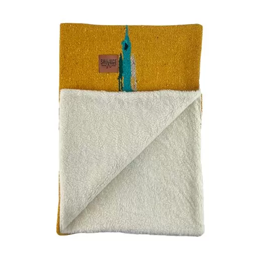 Thunderbird Blanket with Sherpa Lining - Gold