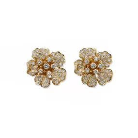 Tiffany & Co. Diamond Flower Blossom Clip Earrings