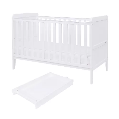 Tutti Bambini Rio Cot Bed with Cot Top Changer & Mattress - White