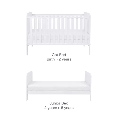 Tutti Bambini Rio Cot Bed with Cot Top Changer & Mattress - White