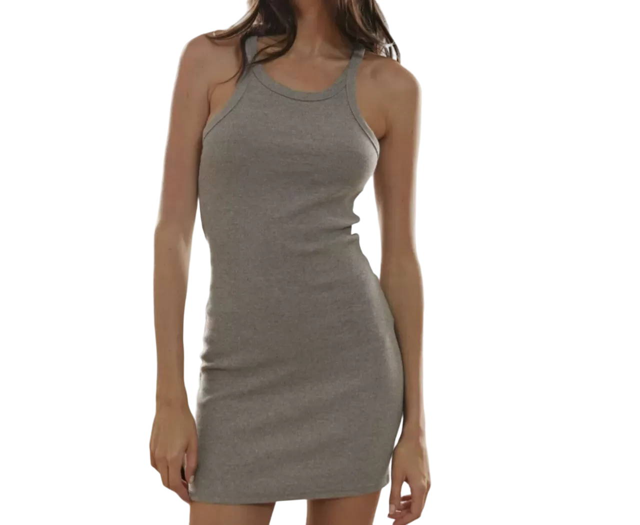 Urban Outfitters Grey Ribbed Sleeveless Mini Dress UK L