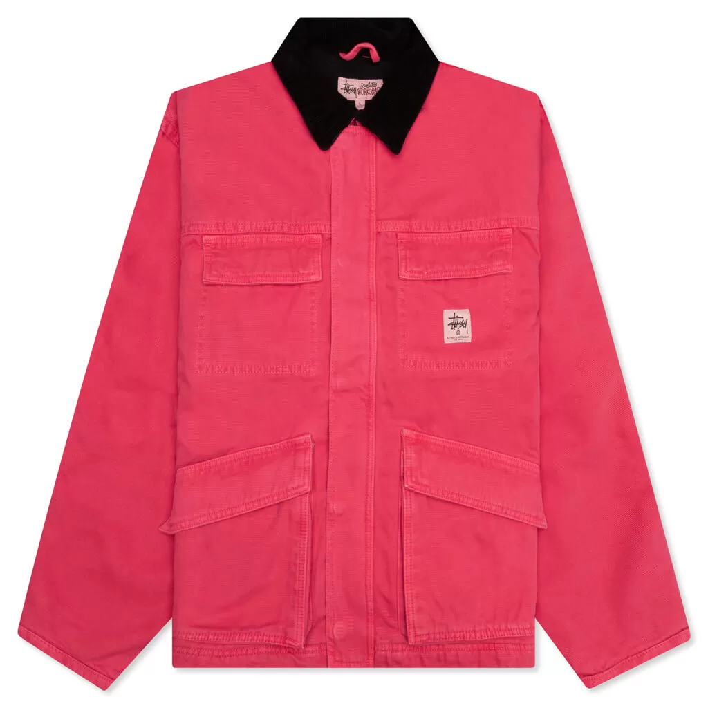 Washed Canvas Shop Jacket - Hot Pink