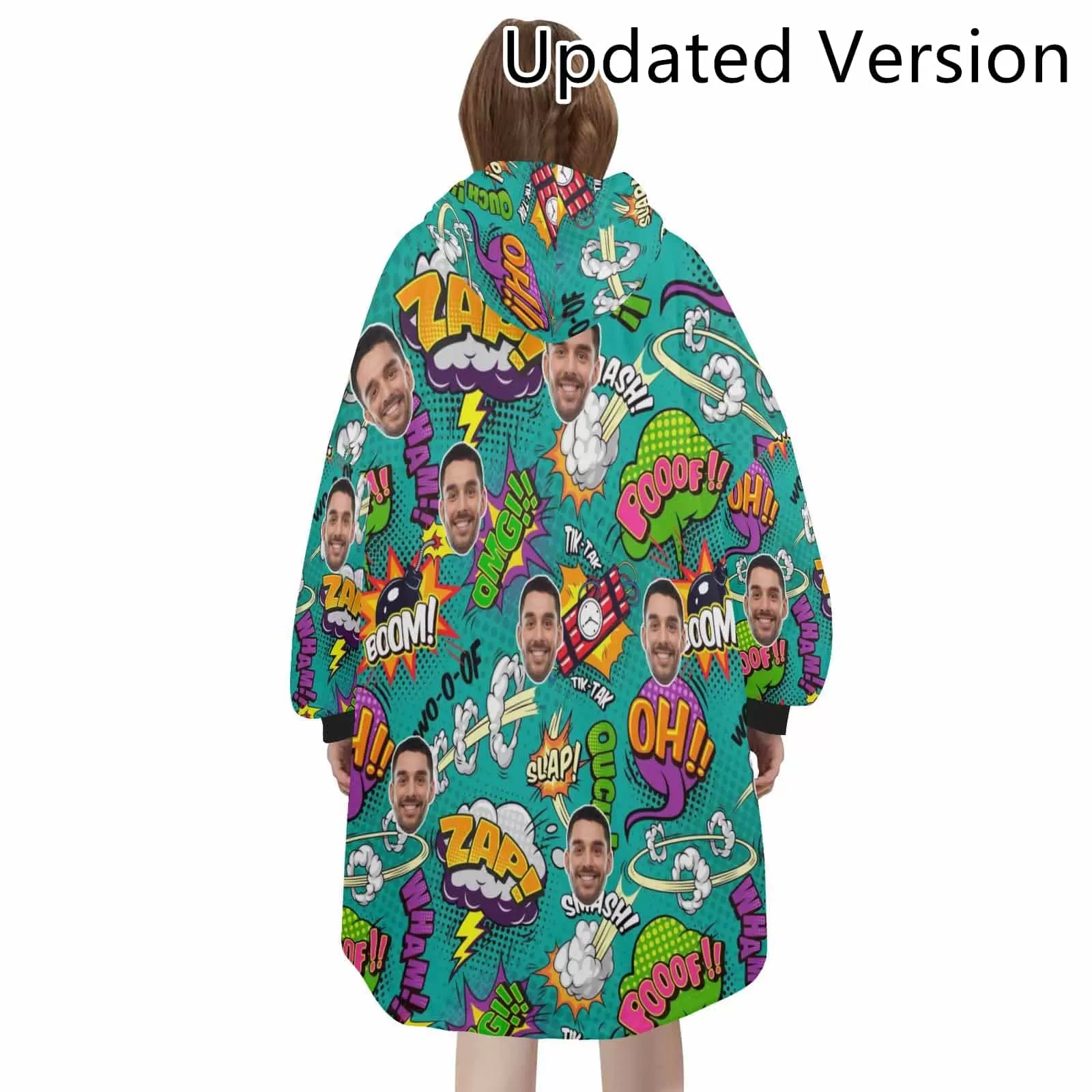 Wearable Blanket Hoodie Custom Face Bomb Funny Blanket Hoodie for Women Personalized Oversized Hoodie Fleece Blanket Photo Gifts