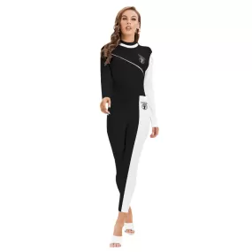 Yahuah-Tree of Life 02-06 Yin Yang Ladies Designer Long Sleeve High Neck Jumpsuit with Zipper (Style 01)