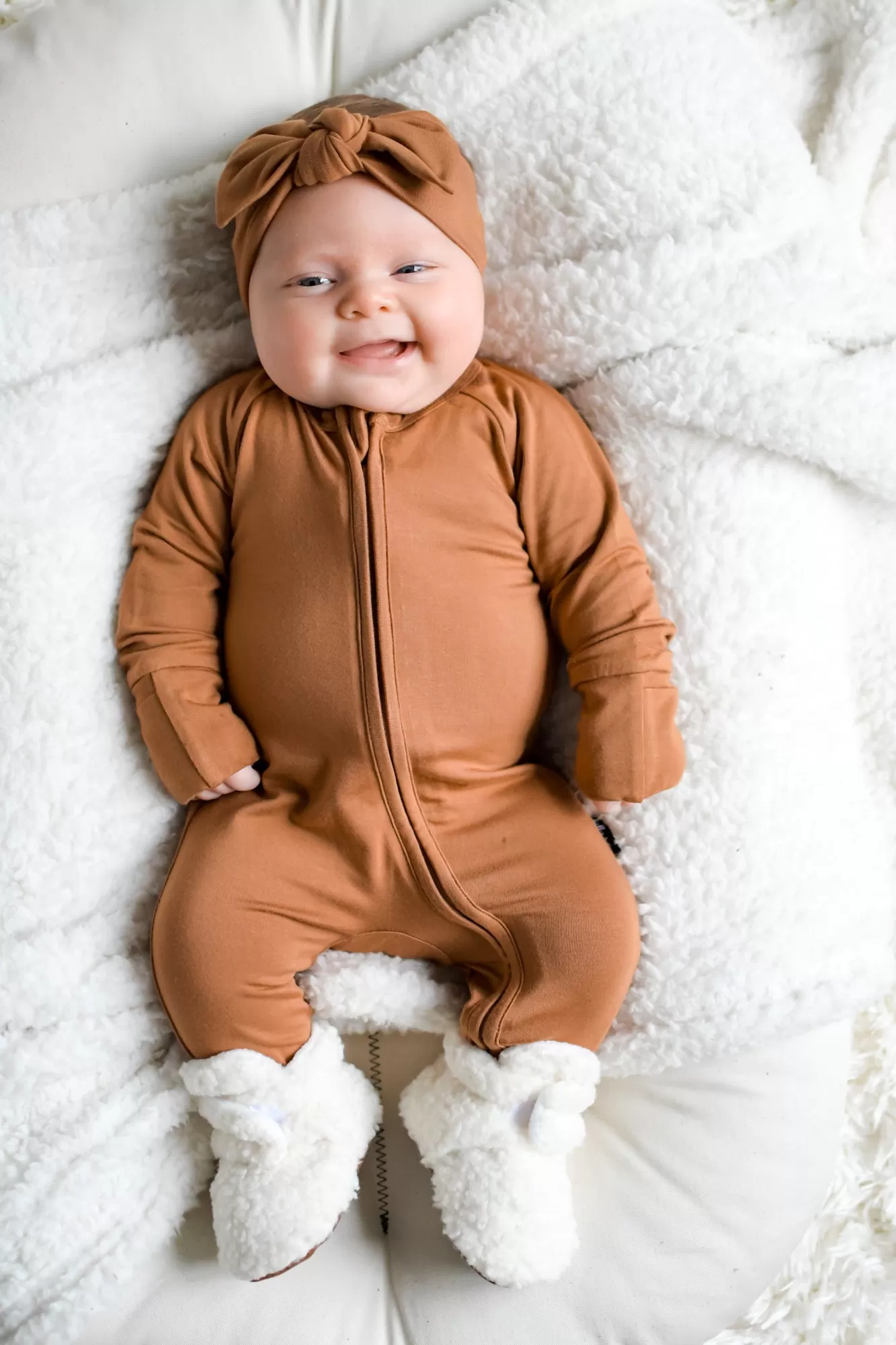 ZIP ROMPER - Caramel